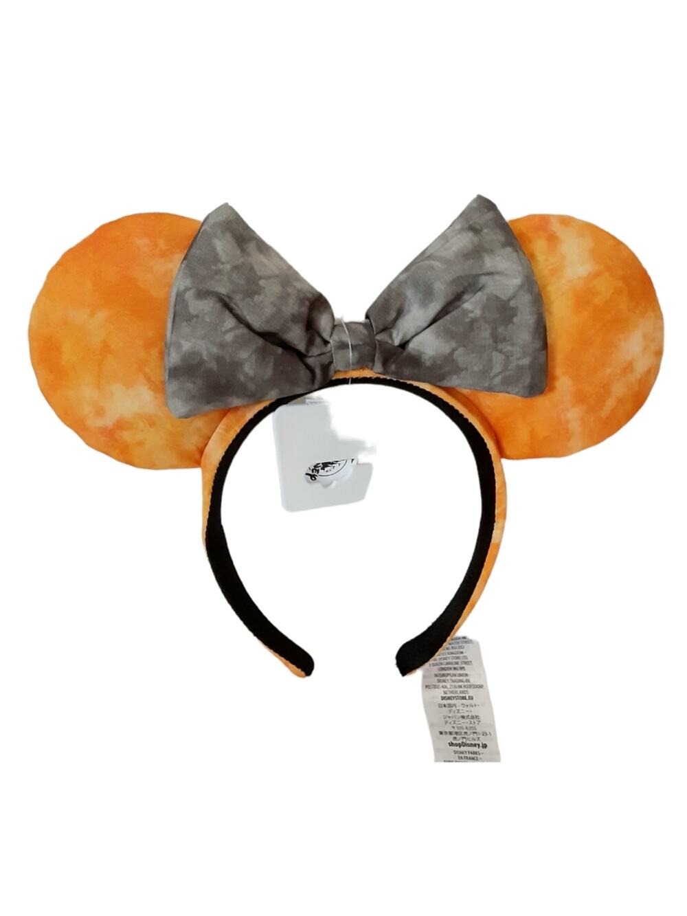 Disney Parks Halloween Pumpkin Orange Tie Dye Minnie Mouse Ear Headband Gray NWT
